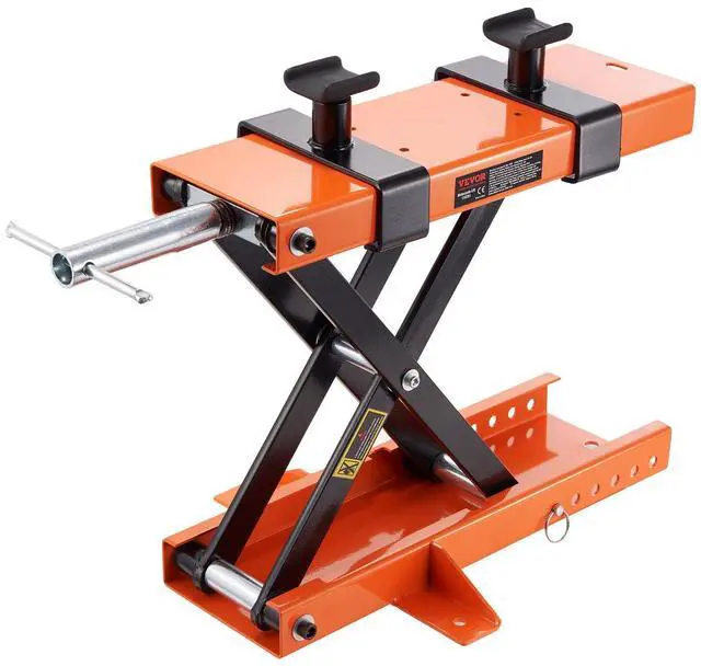 Alt view image 11 of 11 - VEVOR Motorcycle Lift, 500 kg Motorcycle Center Scissor Lift Jack with Saddle & Safety Pin, Steel Motorcycle Jack Hoist Stand for Street Bikes, Cruiser Bikes, Touring Motorcycles