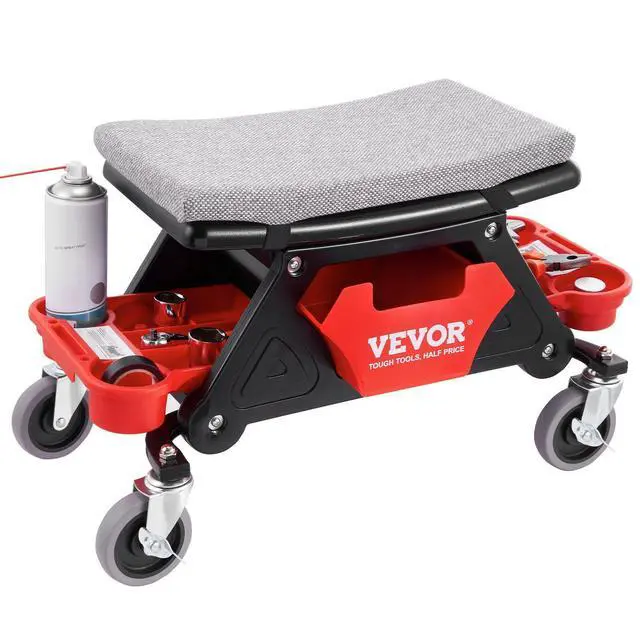 Alt view image 15 of 15 - VEVOR Mechanics Stool, 300 LBS Capacity Rolling Mechanic Seat with 4" Wheels, with Three Slide Out Tool Trays and Drawer, Heavy Duty Roller Creeper Seat for Home Garage DIY Automotive