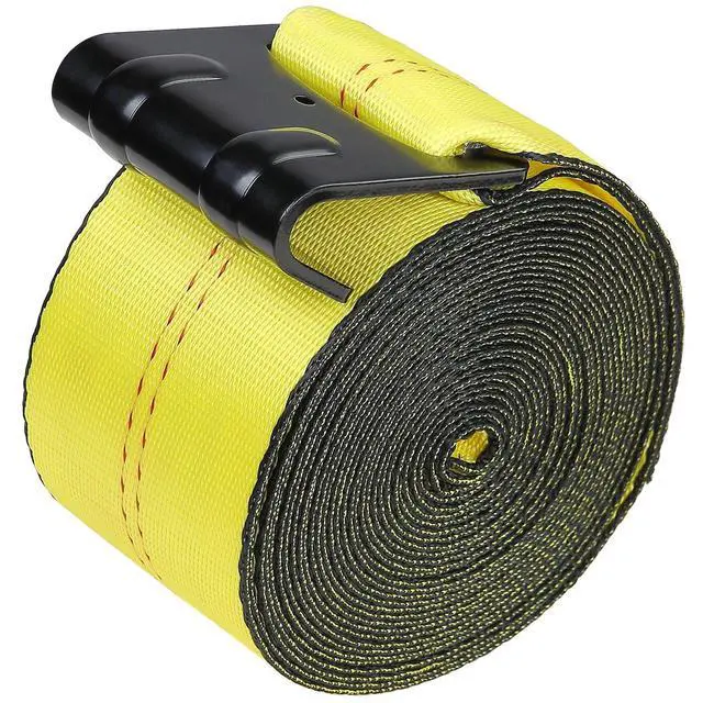 Alt view image 14 of 14 - VEVOR Winch Straps, 4" x 40', 6000 lbs Load Capacity, 18000 lbs Break Strength, Truck Straps with Flat Hook, Flatbed Tie Downs Cargo Control for Trailers, Farms, Rescues, Tree Saver, Yellow (10 Pack)