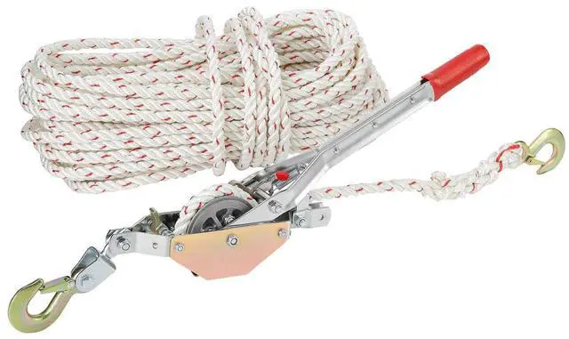 Alt view image 8 of 8 - VEVOR Rope Puller, 3/4 Ton (1,653 lbs) Pulling Capacity, with 100' of 0.6" dia. Rope, 2 Hook, Come Along Winch, Heavy Duty Ratchet Power Puller Tool for Moving Boats, Securing Items, Transporting Logs