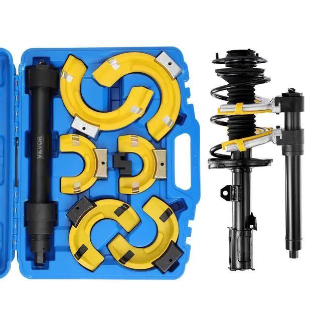 Alt view image 8 of 8 - Strut Spring Compressor Set, Macpherson Strut Spring Compressor Kit, Interchangeable Fork Strut Coil Extractor Remover Tool, with Yellow Protective Sleeve and Carrying Case