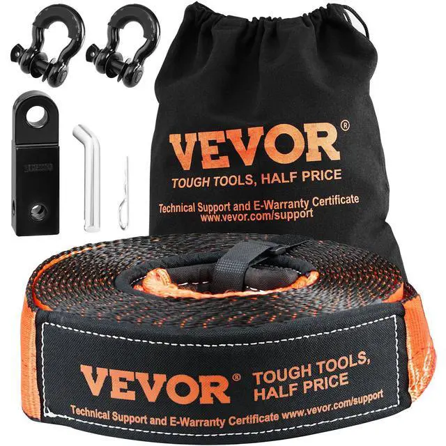 Alt view image 15 of 15 - VEVOR Off-Road Recovery Kit, 3" x 30', Heavy Duty Winch Recovery Kit with 30,000 lbs Tow Strap, 44,092 lbs D-Ring Shackles, Shackle Receiver and Storage Bag, for ATVs, Jeeps, Off-Road Vehicles, Trucks