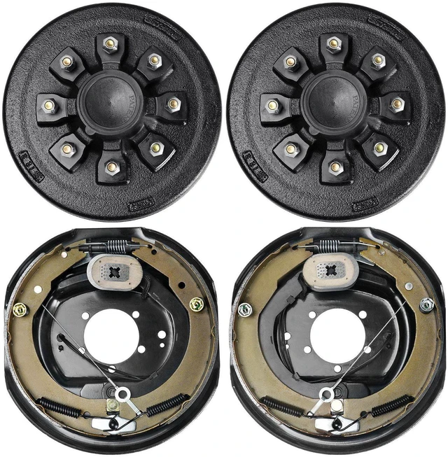 Alt view image 10 of 10 - VEVOR Trailer Hub Drum Kits 8 on 6.5" B.C. with 12" x 2" Electric Brakes, Self-Adjusting Trailer Brake Assembly for 7000 lbs Axle, 5-Hole Mounting, Backing Plates for Brake System Part Replacement