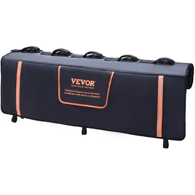 Alt view image 8 of 8 - VEVOR Tailgate Bike Pad, 53" Truck Tailgate Pad Carry 5 Mountain Bikes, Upgraded Grooves Tailgate Protection Pad with Reflective Strips and Tool Pockets, with Camera Opening for Mid-Size Pickup Trucks