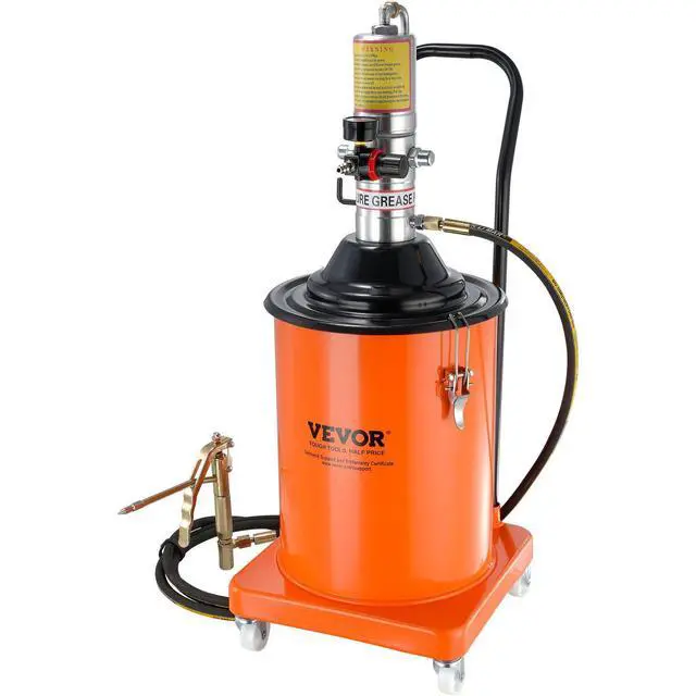 Alt view image 8 of 8 - Grease Pump, 5 Gallon 20L, Air Operated Grease Pump with 13 ft High Pressure Hose and Grease Gun, Pneumatic Grease Bucket Pump with Wheels, Portable Lubrication Grease Pump 50:1 Pressure Ratio
