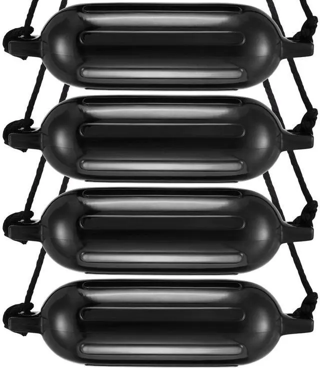 Alt view image 10 of 10 - VEVOR Boat Fenders, 6.5" x 23" Boat Bumpers for Docking, Inflatable Ribbed Fender with Center Holes, Marine Boat Dock Fender Bumper with Air Pump, 4 Needles and 4 Ropes and Storage Bag, Black