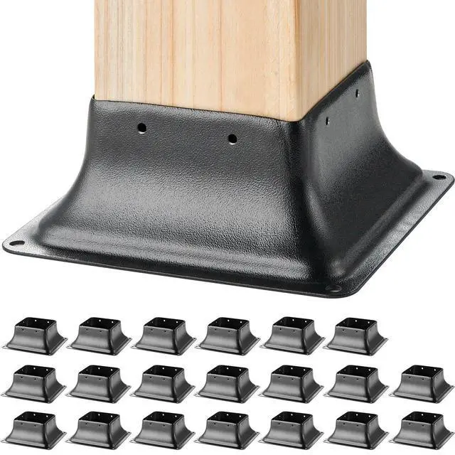 Alt view image 8 of 8 - 4x4 Post Base 20Pcs, Internal 3.6"x3.6" Heavy Duty Powder-Coated Steel Post Bracket Fit for Standard Wood Post Anchor, Decking Post Base for Deck Porch Handrail Railing Support