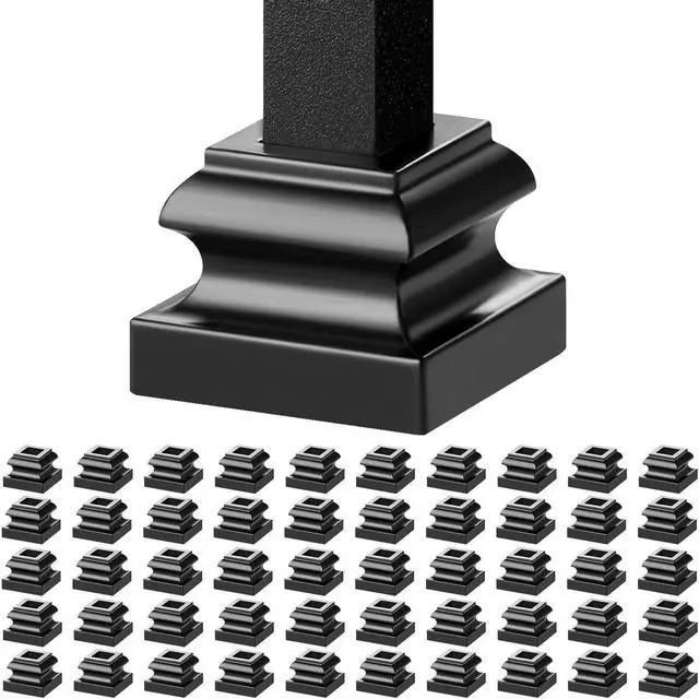 Alt view image 8 of 8 - Aluminum Alloy Baluster Shoes Stair Flat Shoe with Screw Holes for 1/2 Inch Square Scroll Basket Twist Knuckle Staircase Balusters Metal Spindle Railing, Satin Black (50 Pcs)