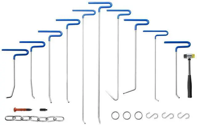 Alt view image 9 of 9 - VEVOR Rods Dent Puller Stainless Steel Paintless Repair Kits Hail Removal 20pcs