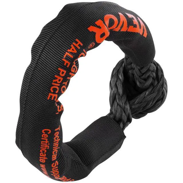 Alt view image 15 of 15 - VEVOR Soft Shackle Synthetic Recovery Rope 2PCS 1/2"x22" 44092lbs Break Strength