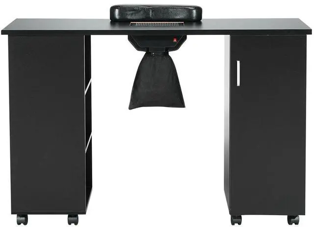 Alt view image 15 of 15 - Manicure Table, Nail Table Station with Electric Dust Collector, Moveable Nail Tech Desk with 8 Wheels (4 Lockable), 3 Dust Bag & Wrist Rest, MDF Nail Art Workstation for Spa Beauty Salon, Black
