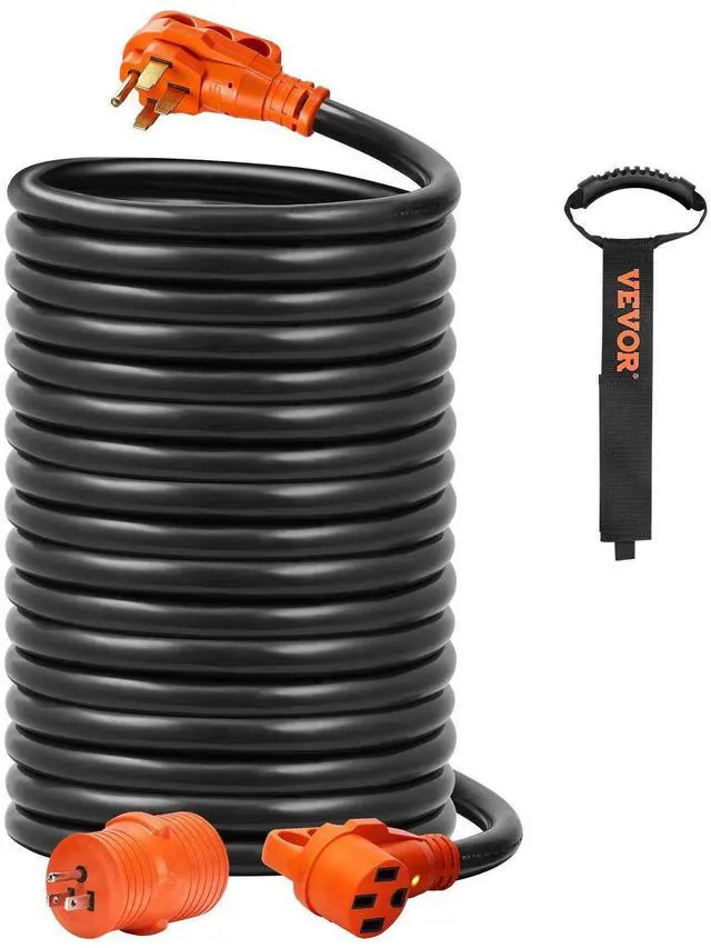 Alt view image 8 of 8 - 50 ft RV Extension Cord, 50 Amp, Heavy Duty STW RV Power Cord, NEMA 14-50R Female NEMA 14-50P Male Plug, with LED Indicator Handle 15A Adapter, for RVs, trams, generators, campers, ETL Listed