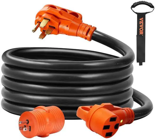 Alt view image 8 of 8 - 15 ft RV Extension Cord, 50 Amp, Heavy Duty STW RV Power Cord, NEMA 14-50R Female NEMA 14-50P Male Plug, with LED Indicator Handle 15A Adapter, for RVs, trams, generators, campers, ETL Listed