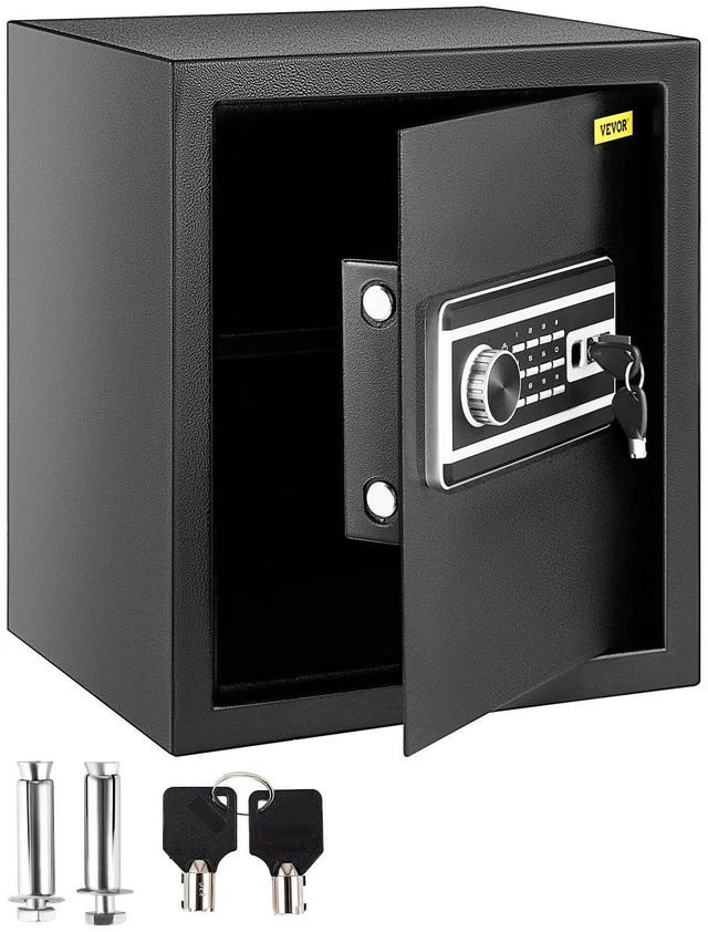 Alt view image 8 of 8 - VEVOR Safe Box, 1.7 CU.FT Fingerprint Safe Box for Money w/ 2 Keys & Digital Keypad, Q235 Steel Safe Box for Storing Cash, Jewelry, Pistols, Documents, Watches in Home & Office & Hotel