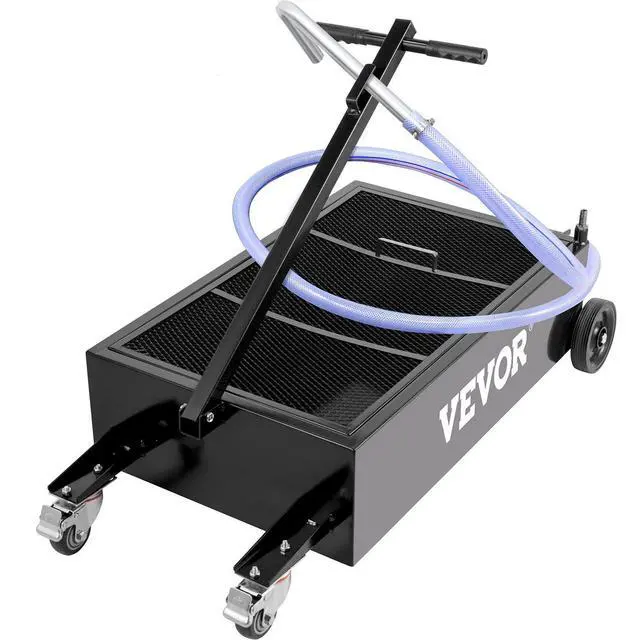 Alt view image 3 of 3 - VEVOR Oil Drain Pan 25 Gallon Oil Drain Tank, 95L Low Profile Oil Drain Pan, Large Capacity Oil Change Pan, Foldable Hand, with Electric Pump, Hose, Swivel Casters for Car, SUV, Trucks Oil Draining