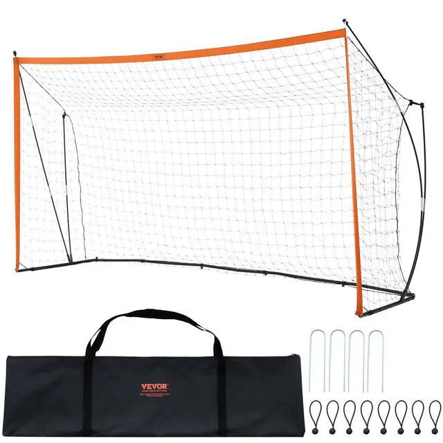 Alt view image 8 of 8 - Portable Soccer Goal, 12x6 ft Adults Kids Backyard Soccer Net, Large Practice Soccer Net, Steel Fiberglass Structure Training Goal Set, All-Weather Outdoor Soccer Goals with Carry Bag, Orange