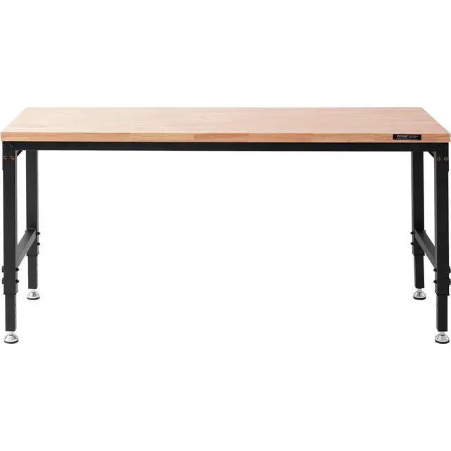 Alt view image 8 of 8 - VEVOR Adjustable Workbench, 72" L X 25" W Garage Worktable with Universal Wheels, 28-39.5" Heights & 3000 LBS Load Capacity, with Power Outlets & Hardwood Top & Storage & Foot Pads, for Office Home