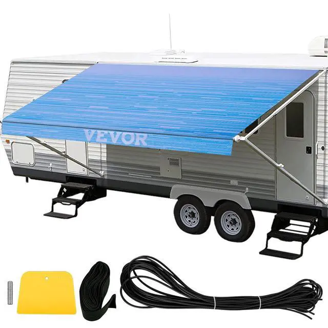 Alt view image 3 of 3 - VEVOR RV Awning 18' Camper Awning Fabric, Trailer Awning Canopy Patio Camping Car Awning, Durable 15oz Vinyl Roller Tube for RV, Van, SUV, Patio Awning Replacement Ocean Blue Fade