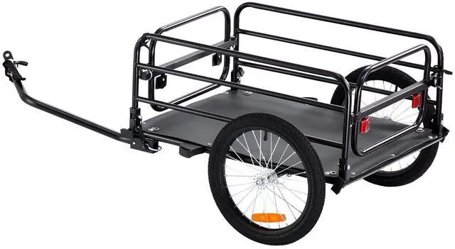 Alt view image 8 of 8 - VEVOR Bike Cargo Trailer, 160 lbs Load Capacity, Heavy-Duty Bicycle Wagon Cart, Foldable Compact Storage & Quick Release with Universal Hitch, 16" Wheels, Safe Reflectors, Fits 22"-28" Bike Wheels