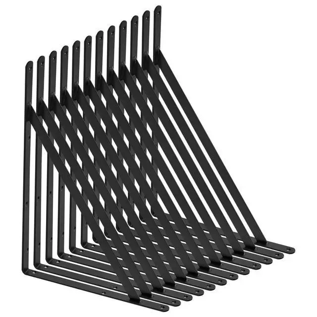 Alt view image 8 of 8 - Shelf Bracket, 18 x 12 in 12 Pcs, Heavy Duty Floating Shelf Brackets, Brackets for Shelves, 3mm Thick Matte Black Triangle Shelf Bracket,Steel Shelving Brackets with 160 lbs Load Capacity