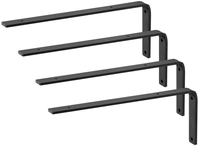 Alt view image 8 of 8 - Shelf Bracket, Heavy Duty Floating Shelf Brackets 10 x 6 in, 4 Pcs Brackets for Shelves, 5mm Thick Matte Black L Shelf Bracket,Steel Shelving Brackets with 160 lbs Load Capacity