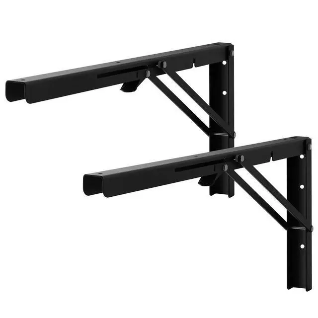 Alt view image 8 of 8 - VEVOR Shelf Bracket Foldable, 24 L 2 Pcs , Heavy Duty Floating Shelf Brackets, Brackets for Shelves, 5mm Thick Matte Black L Shelf Bracket,Steel Shelving Brackets with 300 lbs Load Capacity