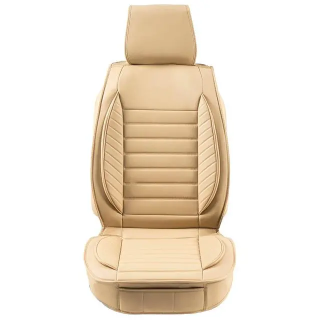 Alt view image 15 of 15 - VEVOR Seat Covers, Universal Car Seat Covers Front Seats, 2pcs Faux Leather Seat Cover, Semi-enclosed Design, Detachable Headrest and Airbag Compatible, for Most Cars SUVs and Trucks Beige