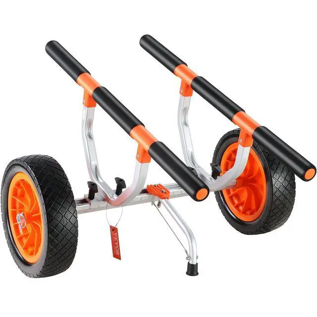Alt view image 16 of 16 - VEVOR Heavy Duty Kayak Cart, 450lbs Load Capacity, Detachable Canoe Trolley Cart with 12'' Solid Tires, Adjustable Width & Nonslip Support Foot, for Kayaks Canoes Paddleboards Float Mats Jon Boats
