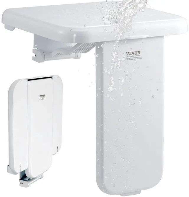 Alt view image 15 of 15 - Folding ABS Shower Seat, 15.7'' x 16.7'' Unfolded, Wall Mounted Fold Up Shower Bench with 440 lbs Load Capacity, Space Saving Fold Down Shower Chair for Seniors Pregnant Women Children Adults