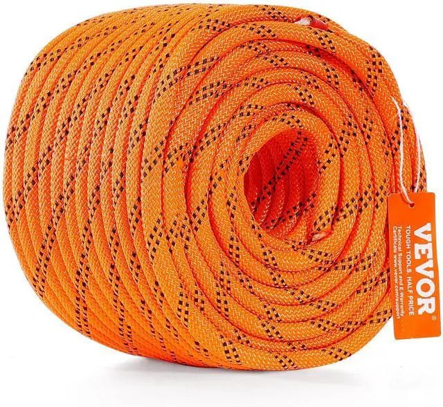 Alt view image 9 of 9 - Dual-Weave Polyester Cord, 3/8 inch by 120 feet, 48-Strand, 4000 Pound Tensile Strength, Multi-Use Rope for Arborist Activities, and Outdoor Adventures, Orange/Black