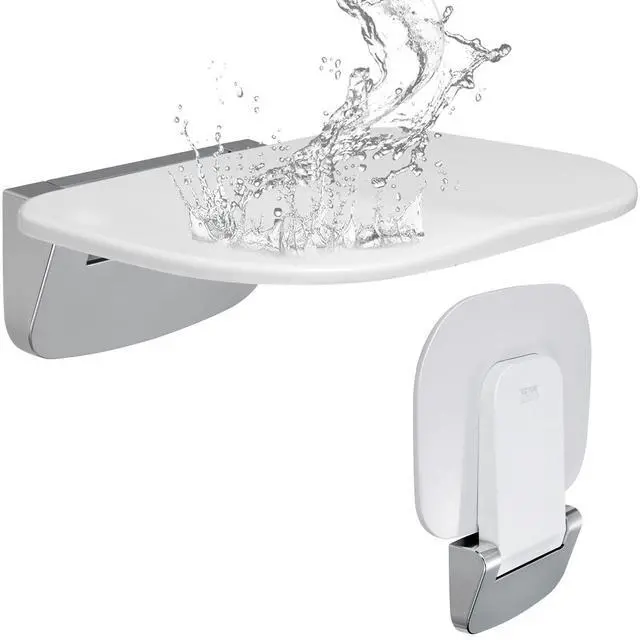 Alt view image 15 of 15 - Urea-formaldehyde Folding Shower Seat, 13.6'' x 12.8'' Unfolded, Wall Mounted Fold Up Shower Bench with 450 lbs Load Capacity, Space Saving Fold Down Shower Chair for Seniors Children Adults