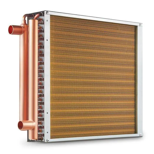 Alt view image 8 of 8 - Heat Exchanger Water to Air, 16"x 16" with 3-Row 3/8" Copper Ports, 193 Aluminum Fins Heat Exchanger for Outdoor Wood Furnaces, Residential Heating and Cooling, and Forced Air Heating