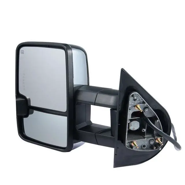 Alt view image 8 of 8 - VEVOR Towing Mirrors Fit for 2008-2014 Chevy Silverado GMC Sierra Power Heated LED Arrow Signal Light Side View Mirror Pair Manual Controlling Telescoping Folding, Silver