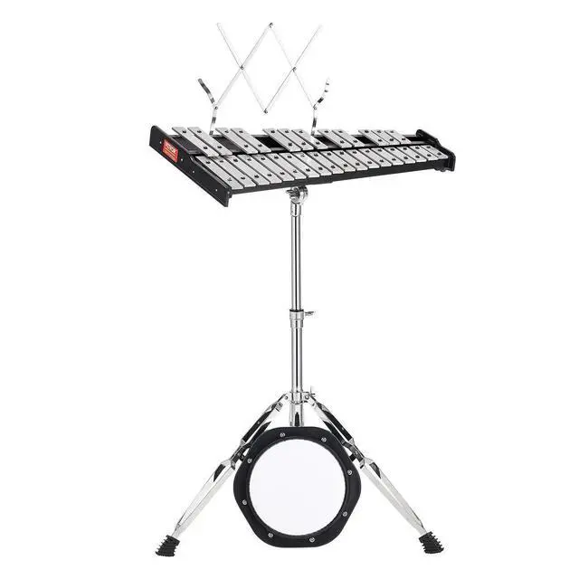 Alt view image 15 of 15 - 30 Note Glockenspiel Xylophone Bell Kit, Professional Percussion Instrument Set with Mallets, Drum Sticks, Music Stand, 8" Practice Pad, Adjustable Stand and Carrying Bag for Students & Adults