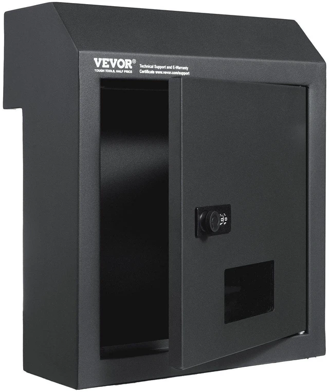 Alt view image 8 of 8 - VEVOR Through The Door Key Drop Box, Heavy Duty Steel Through the Door Mailbox with 12" Combination Lock, Mail Drop Box, Dark Gray