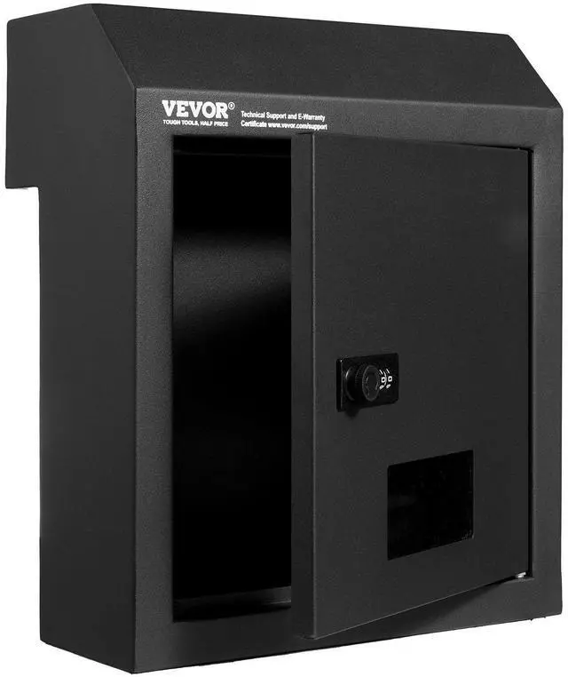 Alt view image 8 of 8 - VEVOR Through The Door Key Drop Box, Heavy Duty Steel Through the Door Mailbox with 12" Combination Lock, Mail Drop Box, Black
