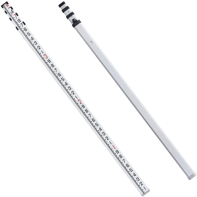 Alt view image 8 of 8 - Aluminum Grade Rod, 14-Feet/10ths 6 Sections Telescopic Measuring Rod,Double-Sided Scale 1/10 ft Leveling Rod Stick,Aluminum Alloy Survey Rod w/ Bubble Level&Carrying Bag for Houses,Walls,Floors