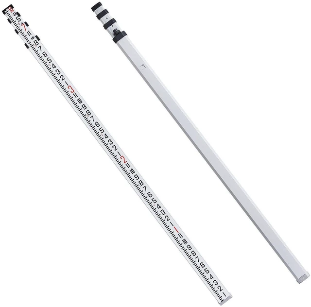 Alt view image 8 of 8 - Aluminum Grade Rod, 14-Feet/8ths 4 Sections Telescopic Measuring Rod, Double-Sided Scale 1/8in Leveling Rod Stick, Aluminum Alloy Survey Rod w/ Bubble Level &Carrying Bag for Houses,Walls,Floors
