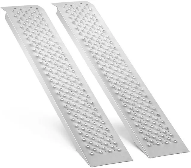 Alt view image 8 of 8 - Portable Loading Ramps, 2 Pcs 47.2 x 8.5 in, Durable Aluminum Shed Ramp Set with Anti-Slip Holes, Compact Design and Easy Storage, 880 Lbs Weight Capacity, for ATV, Tractors, Lawn Mowers, Carts