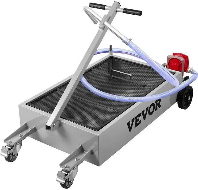 Alt view image 3 of 3 - VEVOR Oil Drain Pan 15 Gallon Oil Drain Tank, 57L Low Profile Oil Drain Pan, Large Capacity Oil Change Pan, Foldable Hand, with Pump, Hose, Swivel Casters Wheels for Car, SUV, Trucks Oil Draining