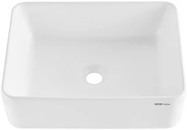 Alt view image 8 of 8 - Rectangle Vessel Sink, 19" x 14.7" Bathroom Vessel Sink Countertop, White Ceramic Bathroom Sinks Above Counter, Modern Style, Bright and Elegant, Well-Packaged for Bathroom, Hotel, Toilet, RV