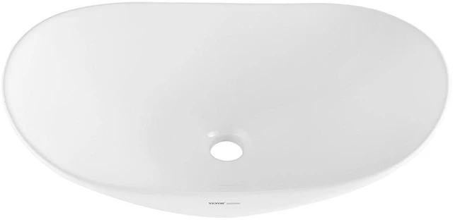 Alt view image 10 of 10 - Oval Vessel Sink, 23.3" x 14.2" Bathroom Vessel Sink Bowl Countertop, White Ceramic Bathroom Sinks Above Counter, Bowl Sink with Modern Style, Well-Packaged for Bathroom, Hotel, Toilet, RV