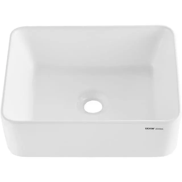 Alt view image 15 of 15 - Rectangle Vessel Sink, 16" x 12" Bathroom Vessel Sink Countertop, White Ceramic Bathroom Sinks Above Counter, Modern Style, Bright and Elegant, Well-Packaged for Bathroom, Hotel, Toilet, RV