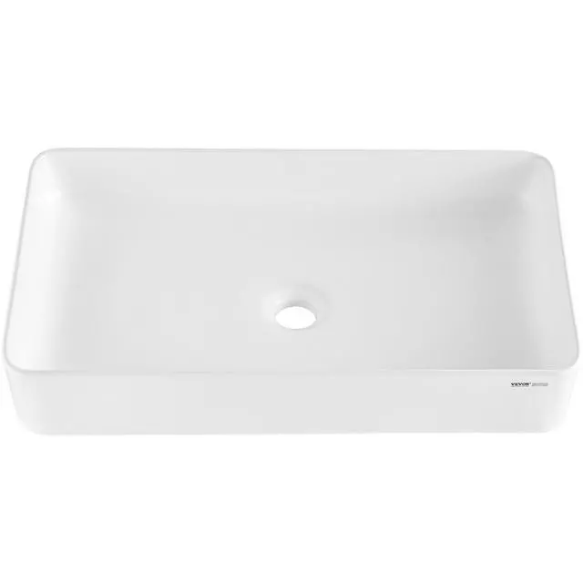 Alt view image 8 of 8 - VEVOR Rectangle Vessel Sink, 24" x 13.8" Bathroom Vessel Sink Countertop, White Ceramic Bathroom Sinks Above Counter, Modern Style, Bright and Elegant, Well-Packaged for Bathroom, Hotel, Toilet, RV