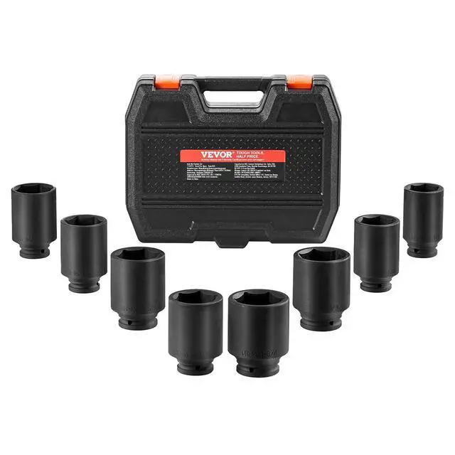 Alt view image 15 of 15 - Axle Nut Impact Socket Set, 3/4" Drive Deep 6-Point 8-Piece SAE Spindle Nut Socket Set, CR-MO Heat Treated Large Socket Set with Storage Case, for Auto Repair, Removing or Installing Axle Nuts