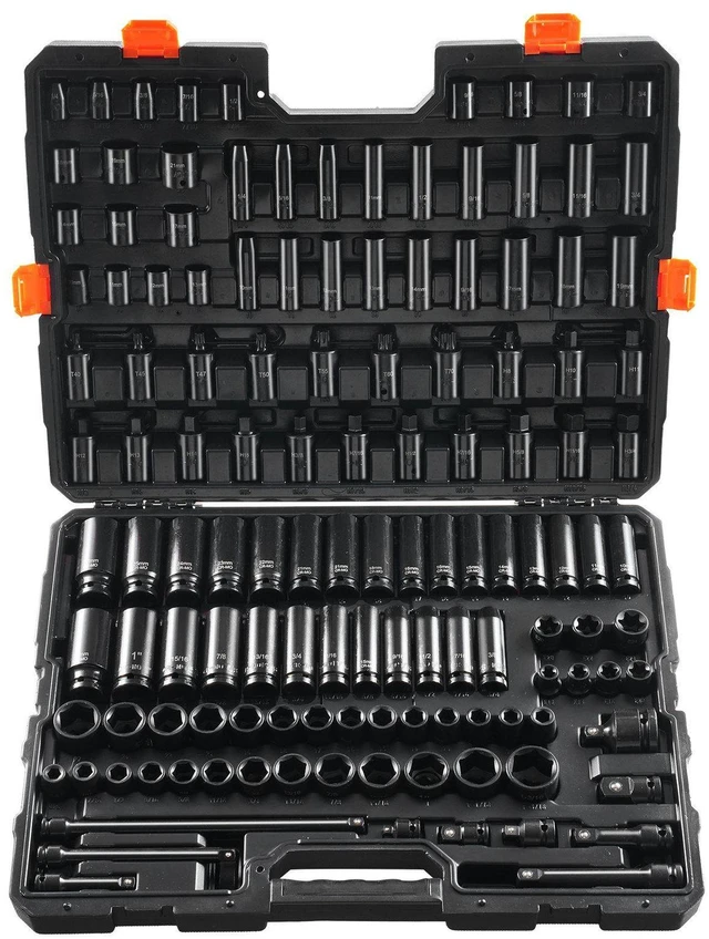 Alt view image 8 of 8 - VEVOR Impact Sockets Set 130PCS 6-Point 3/8" & 1/2" Drive Bit Ratchet Tool Kit