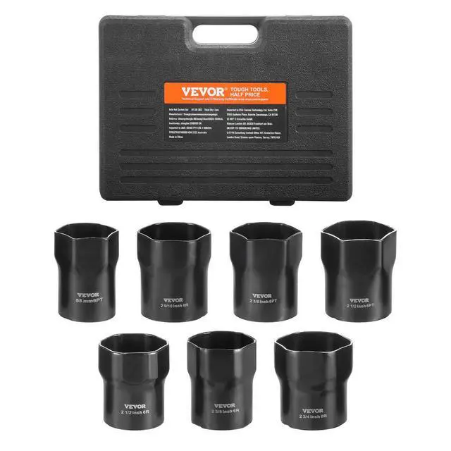 Alt view image 8 of 8 - Wheel Bearing Locknut Socket Set, 1/2 inch Drive 7 Piece SAE and Metric 6-Point Socket for Ford, Dodge, and Toyota Vehicles, with Storage Case, Remove and Install Wheel Bearing Lock Nuts
