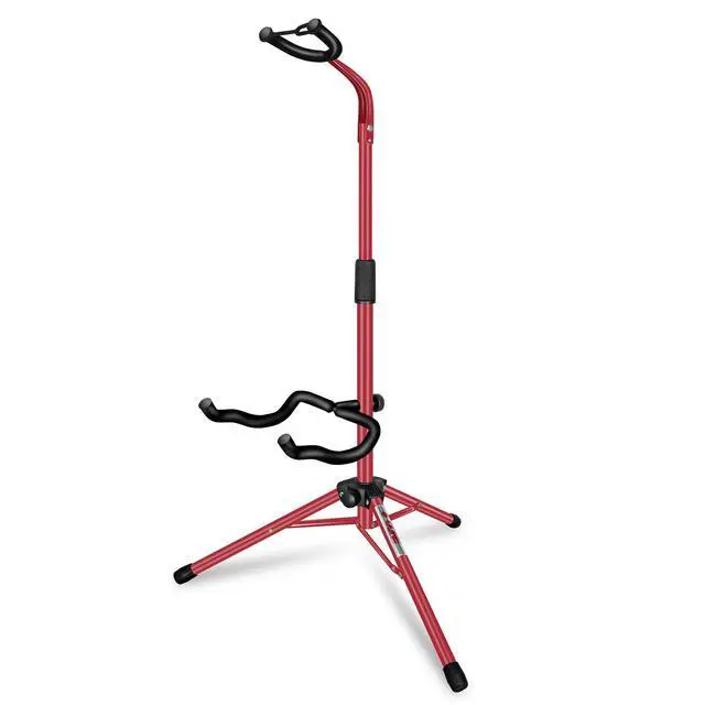 Alt view image 8 of 8 - 5 Core Guitar Stand Floor Adjustable Heavy Duty w Neck Holder Universal Supports for Acoustic Electric Classic Bass Instrument Folding Portable Red - GSH HD RED