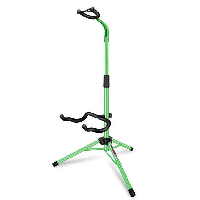 Alt view image 8 of 8 - 5 Core Guitar Stand Floor Adjustable Heavy Duty w Neck Holder Universal Supports for Acoustic Electric Classic Bass Instrument Folding Portable Green - GSH HD GR