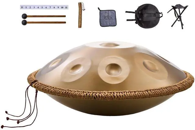 Alt view image 8 of 8 - Handpan Drum, 22 in & 9 Notes, D Minor Hand Drum, Hand Pan Drum Instrument with Mallets, 440Hz Handpan Stand & Carry Bag, Steel Healing Sound Drum, Percussion Instruments for Adults Beginners